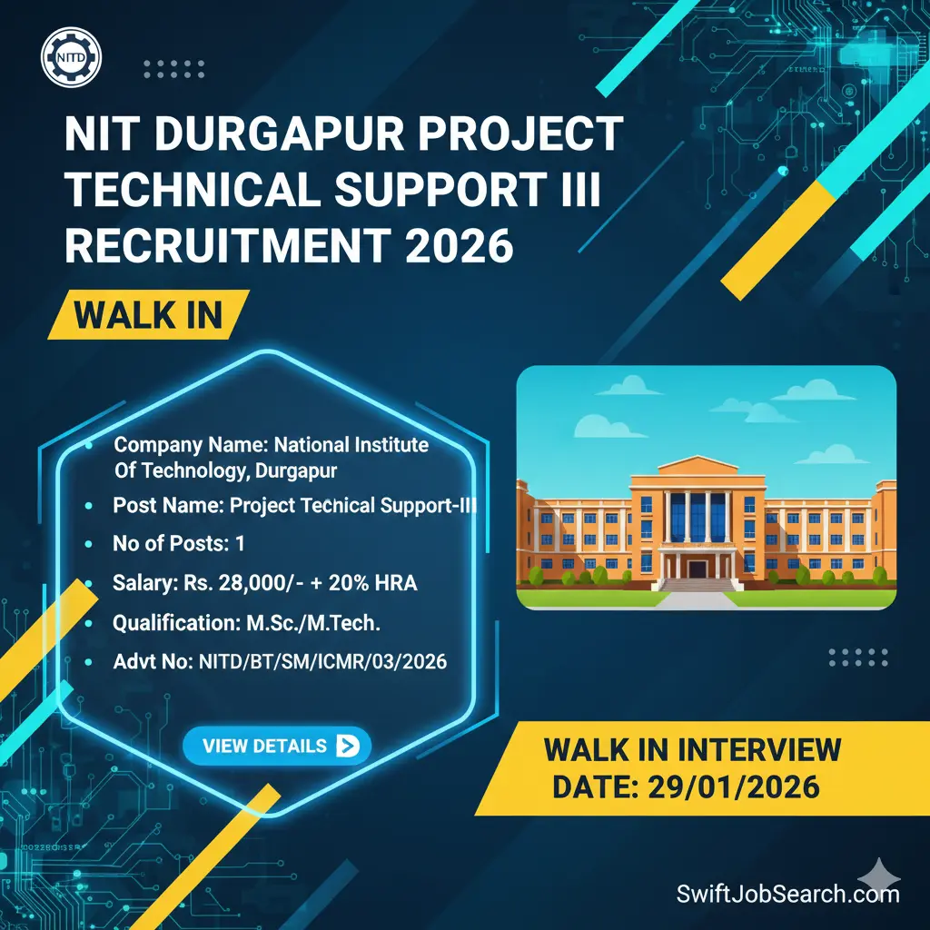 NIT Durgapur Project Technical Support III Recruitment 2026 – Walk in