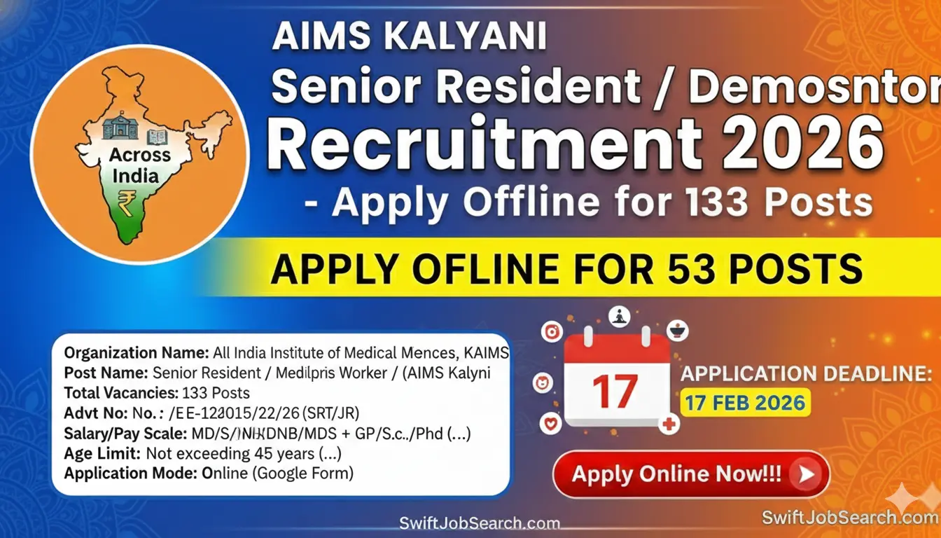 AIIMS Kalyani Senior Resident / Senior Demonstrator Recruitment 2026 - Apply Online for 133 Posts