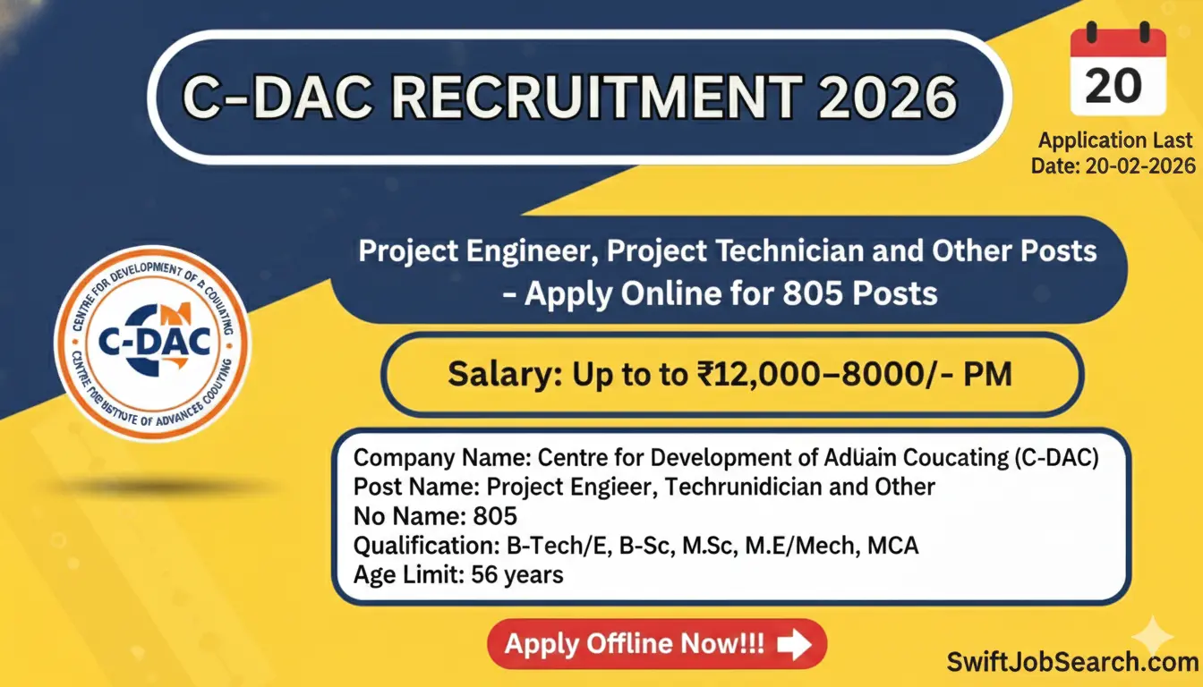 C-DAC Recruitment 2026 - Apply Online for 805 Project Engineer, Project Technician and Other Posts