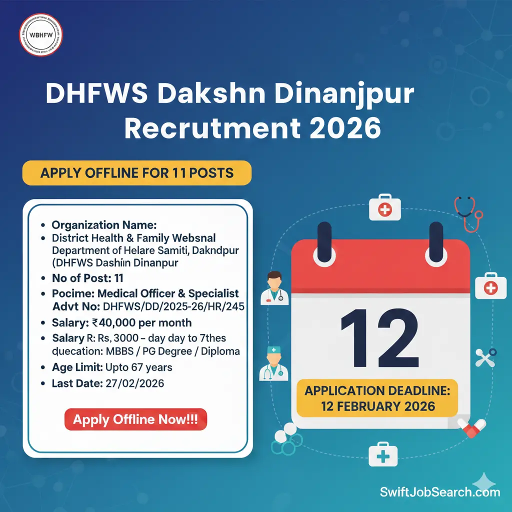 DHFWS Dakshin Dinajpur Recruitment 2026 - Apply Offline for 11 Medical Officer, Specialist And More Posts