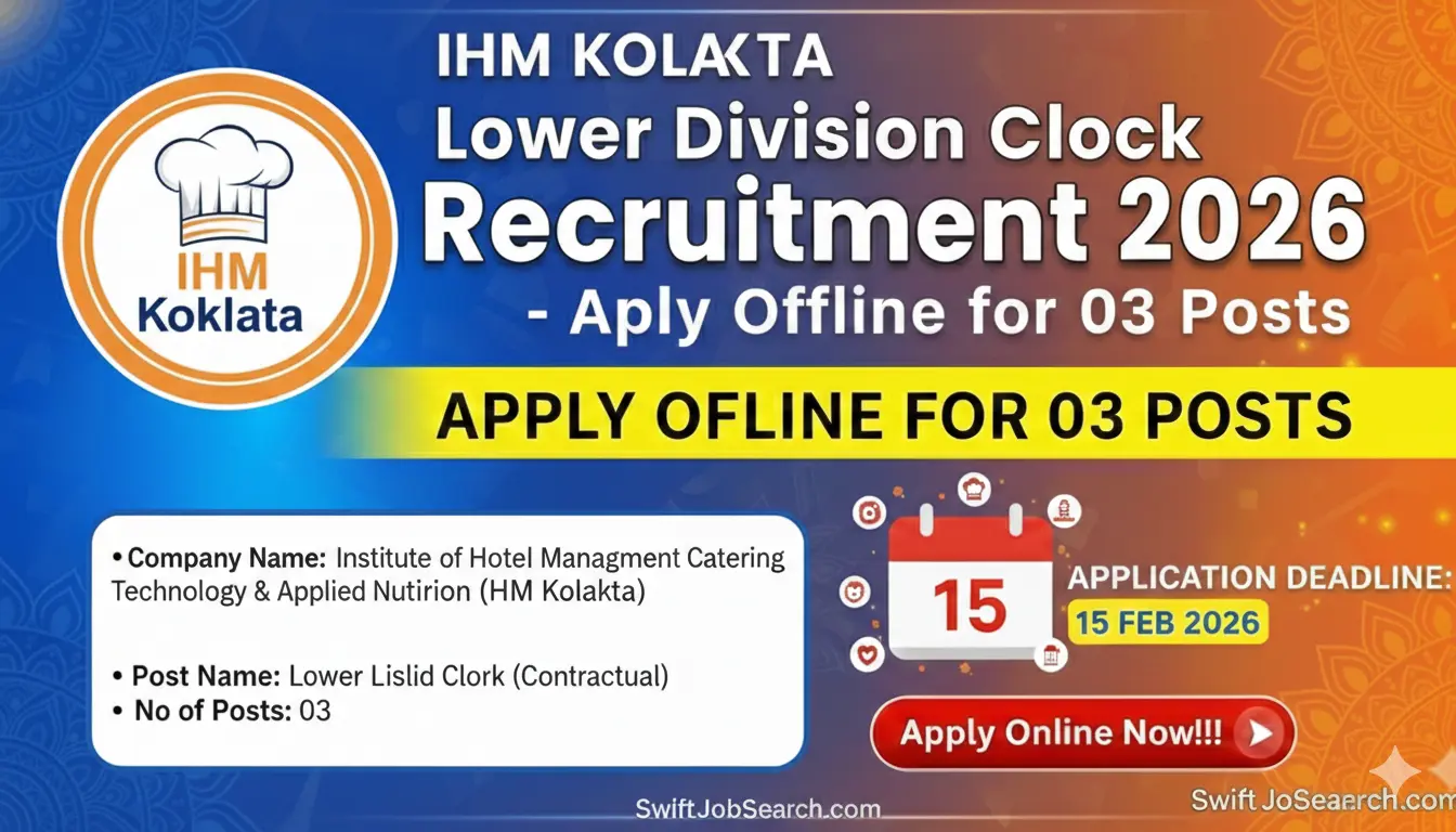 IHM Kolkata Lower Division Clerk Recruitment 2026 - Apply Offline
