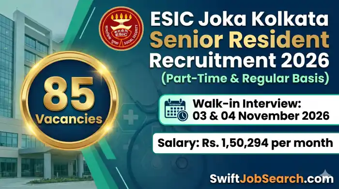 ESIC Joka Kolkata Senior Resident Recruitment 2026 – Walk-in Interview for 85 Posts
